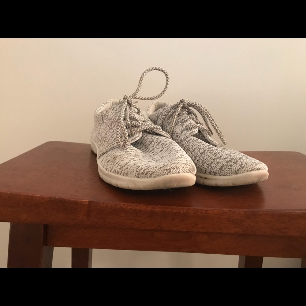 Grey and white low tops